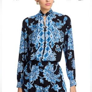 New Elie Tahari Blue and White Floral Blouse size S